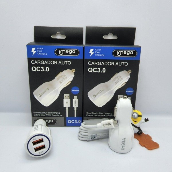 CARGADOR AUTO IMEGA QC3.0 V8