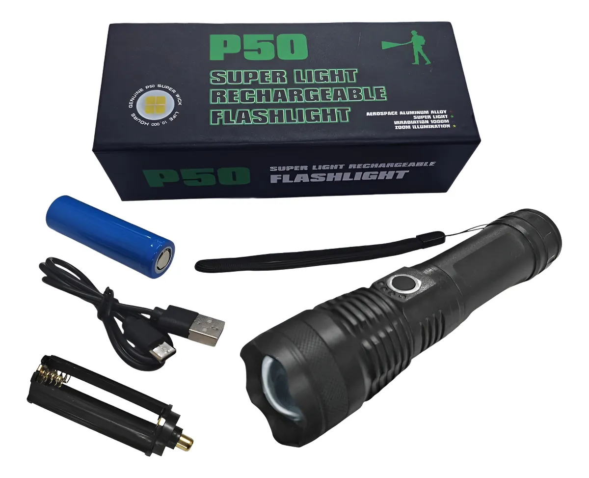 LINTERNA METALICA P50 RECARG. TIPO C BAT 26650