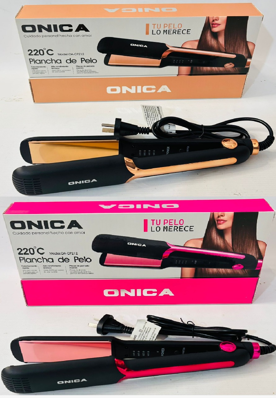 PLANCHA DE PELO ONICA ROSA Y DORADA
