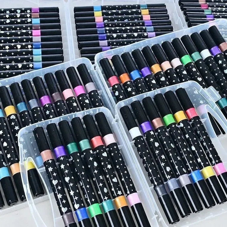 FIBRAS DOBLE PUNTA CON BRILLITOS GLITTER, 72 COLORES